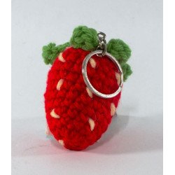 crochet strawberry keychain